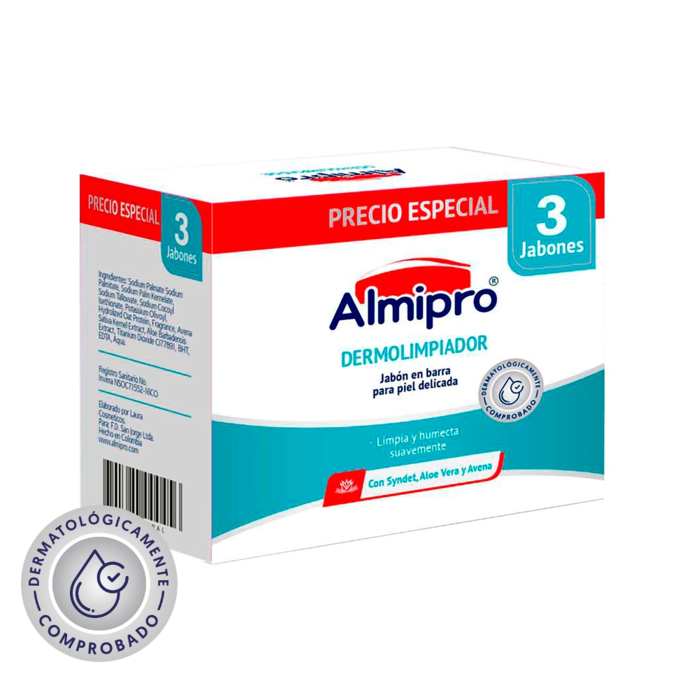 616731 Almipro Jabon Dermolimpiador 3 Und X 100 G C/U - Imagen 1